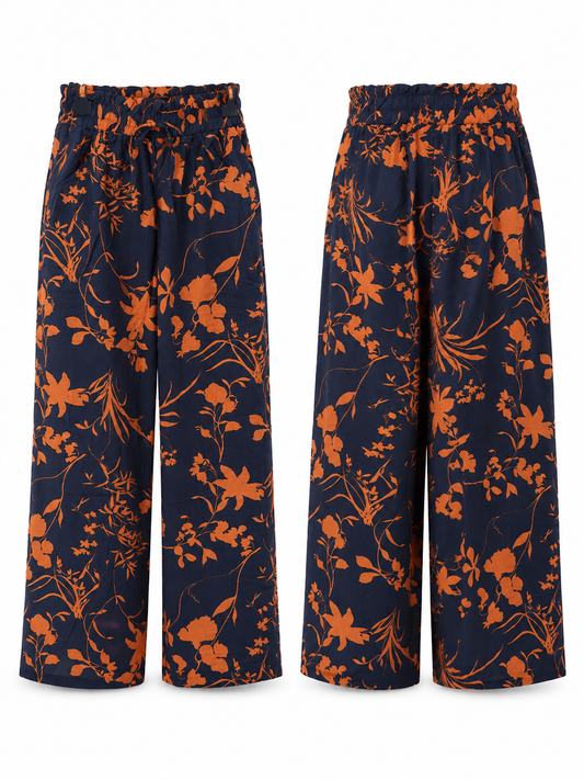 Calça cós folho flores