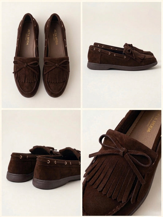 Mocasines Paleta Con Flecos Ante.