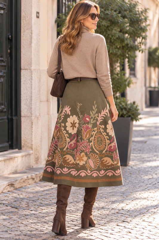 Saia Antelina Comprida Estampada