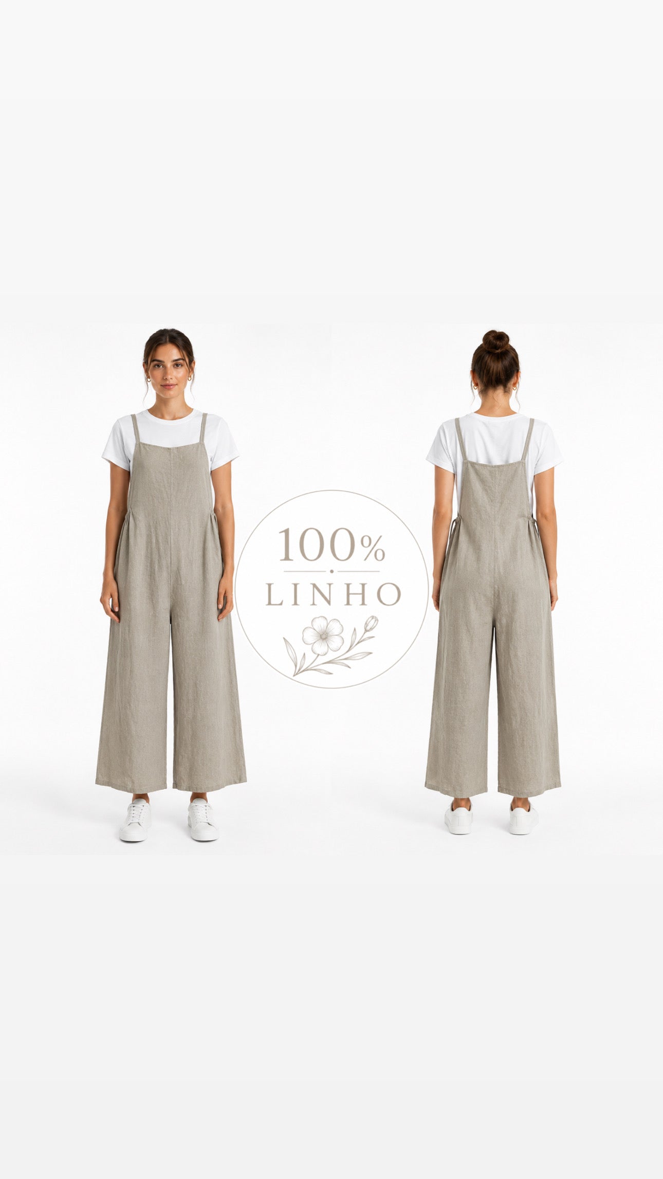 Jardineira Linho com Tshirt