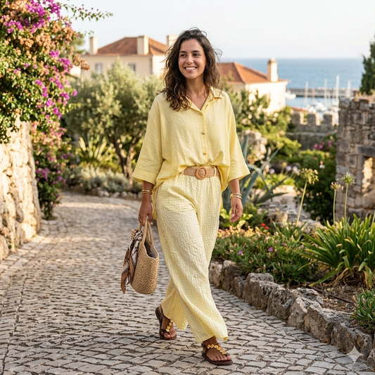 Camisa Portofino Con Botón Dorado
