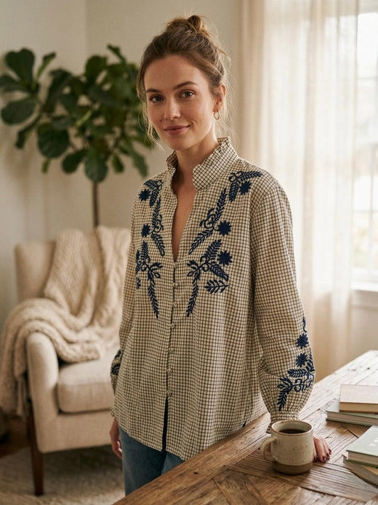 Camisa Xadrez Com bordado