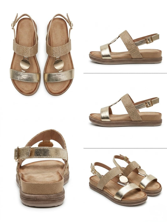 Sandalia com Circulo Dourado