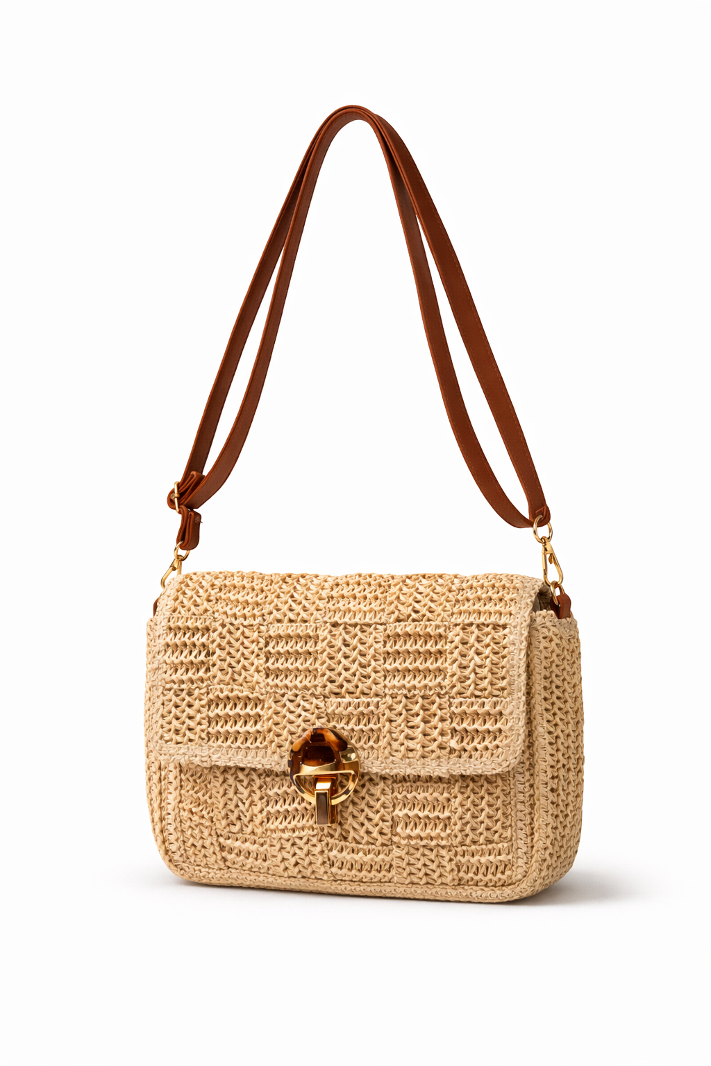 Bolso Rafia Cierre Glamour