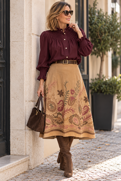 Saia Antelina Comprida Estampada