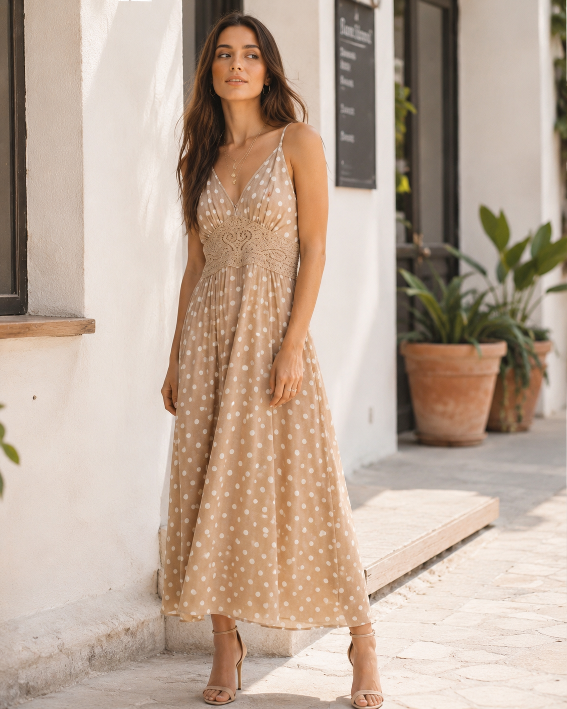 Vestido pintas & crochet