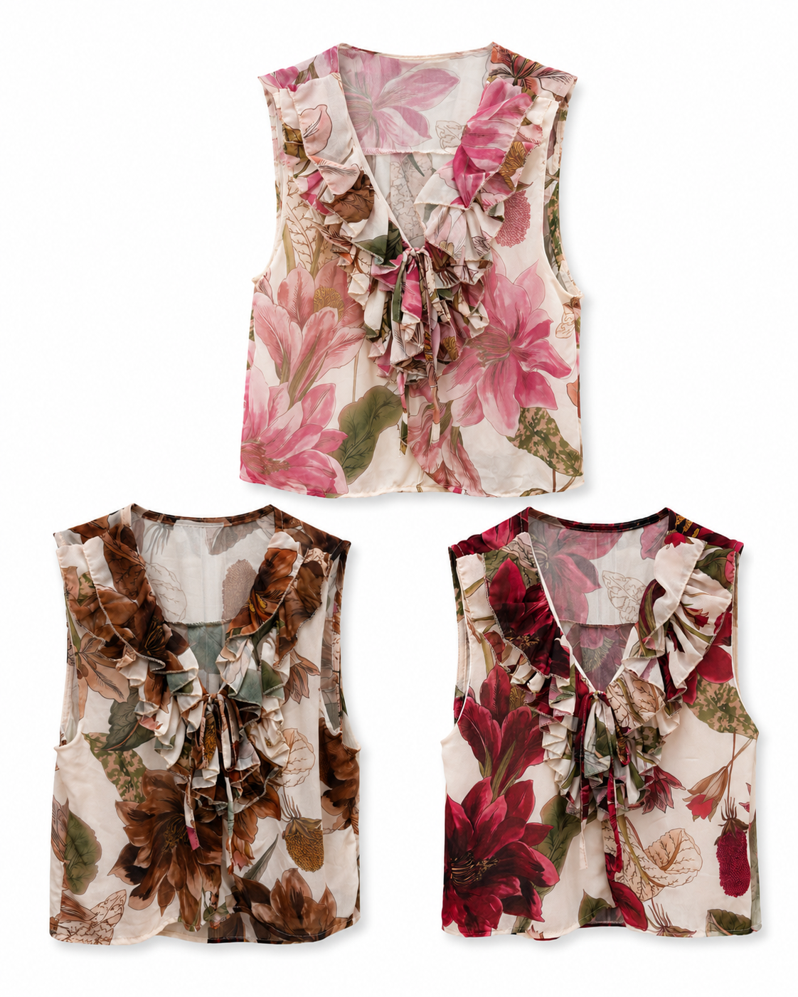 Top Flores & Folhos