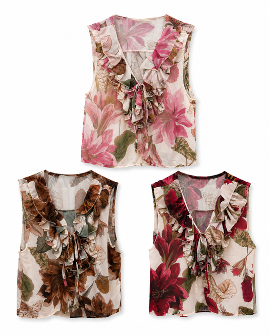 Top Flores & Folhos