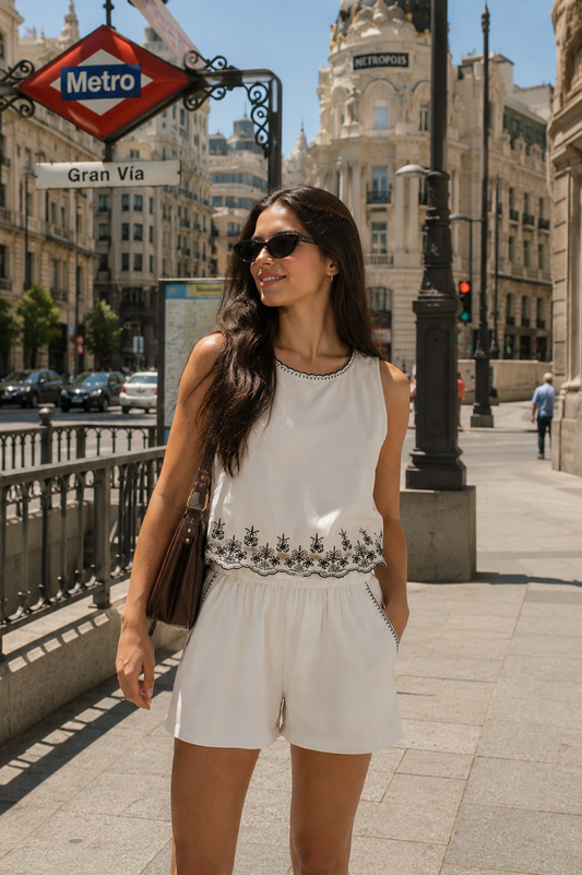 Conjunto Top + Calção Pespontos