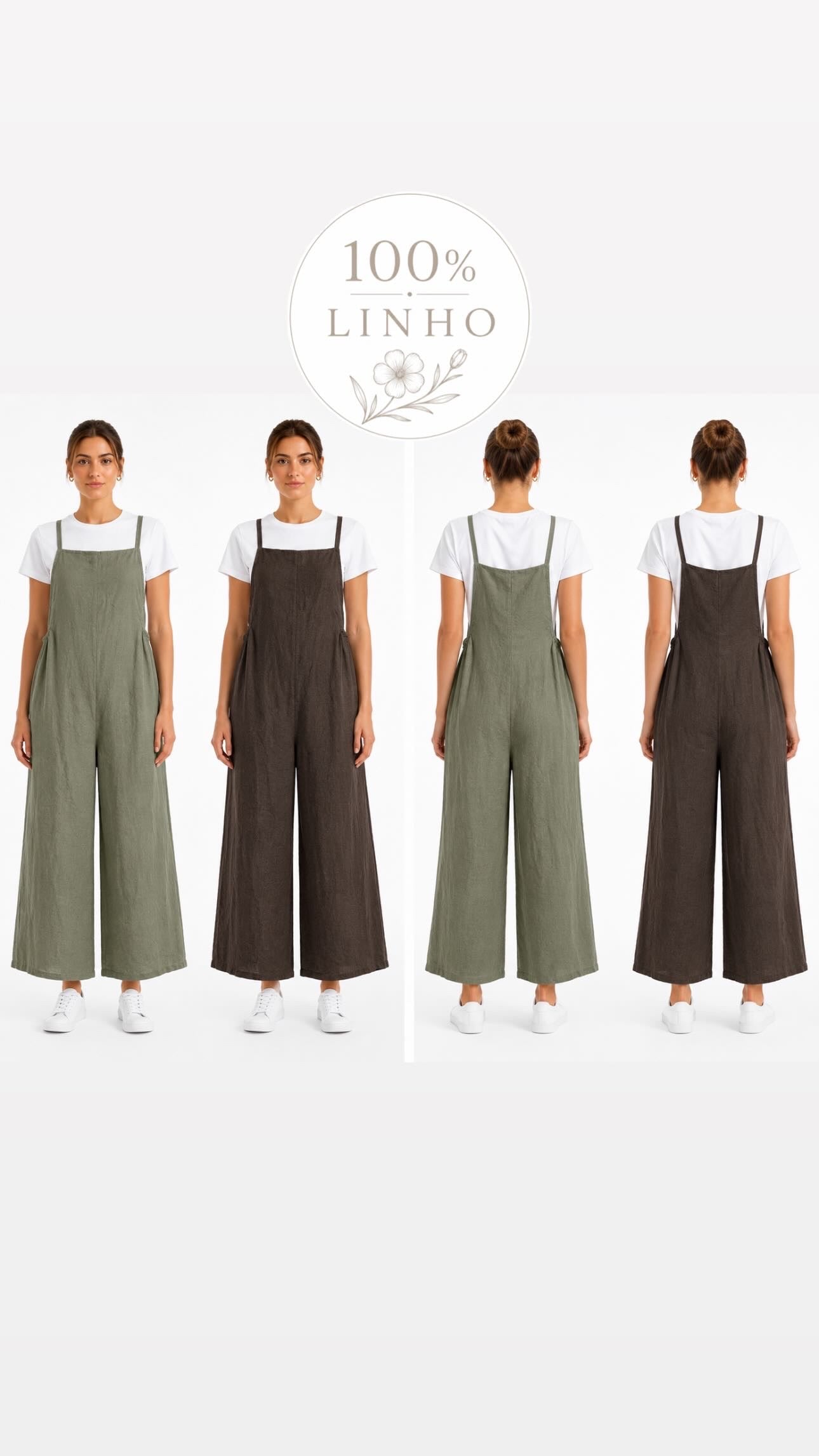 Jardineira Linho com Tshirt