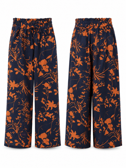 Calça cós folho flores