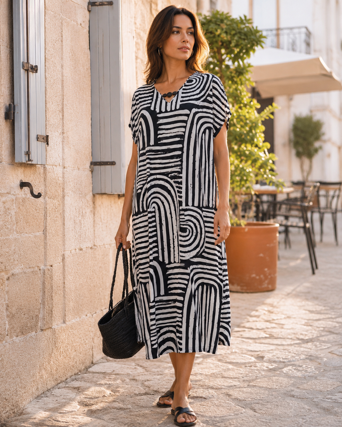Vestido geometrico malha fria