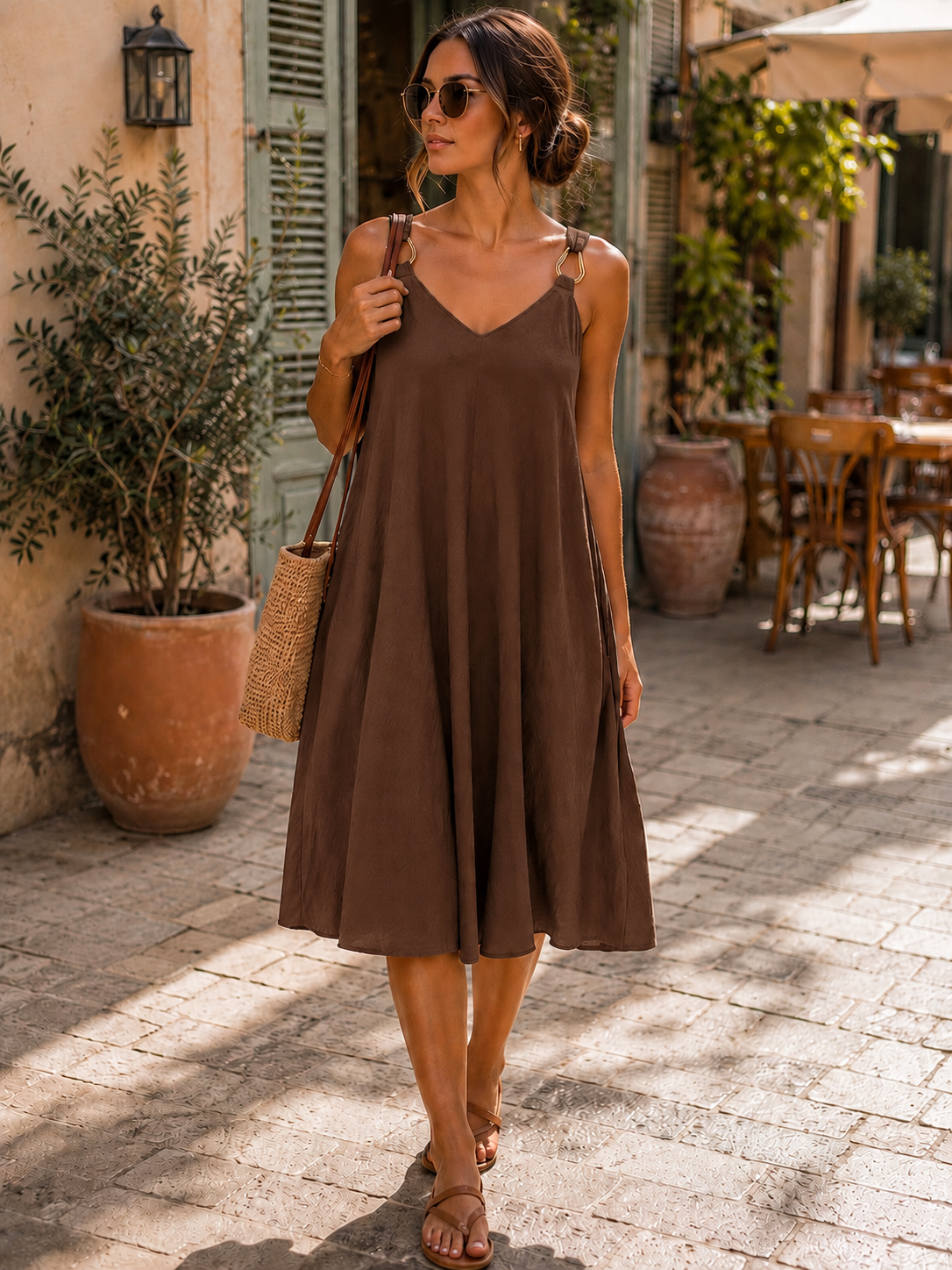 Vestido Casual aplicações alças