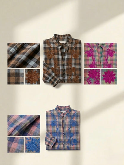 Camisa de cuadros _boho_ con bordados