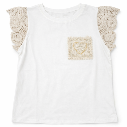 Camiseta Manga de Ganchillo y Bolsillo