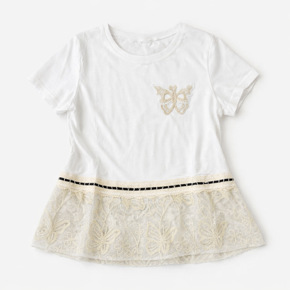 Tshirt com borboleta e renda cós