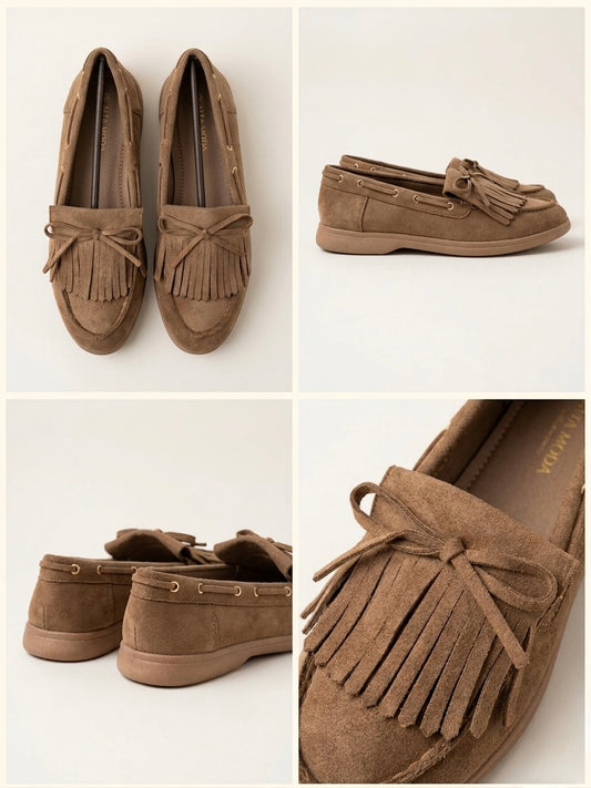 Mocasines Paleta Con Flecos Ante.
