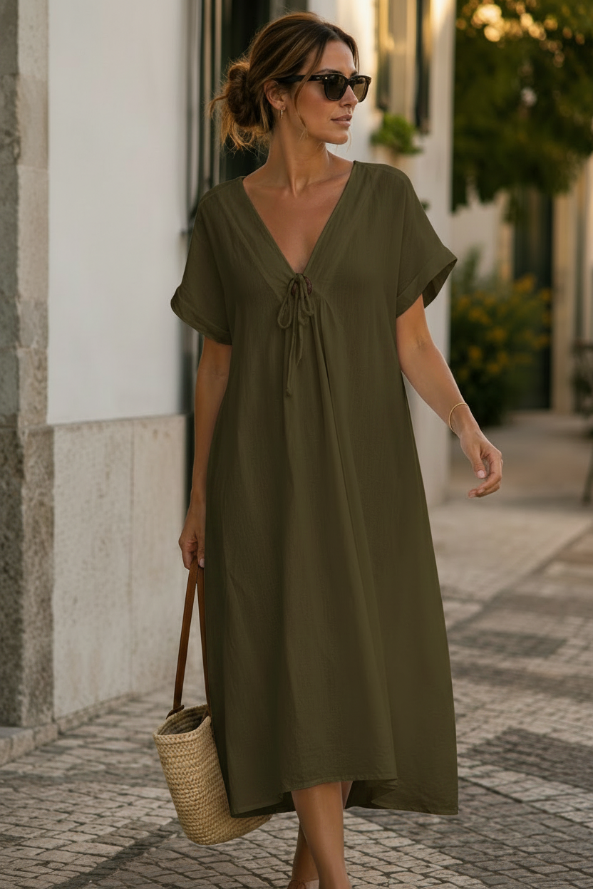 Vestido Lolla com Botão e Atilho