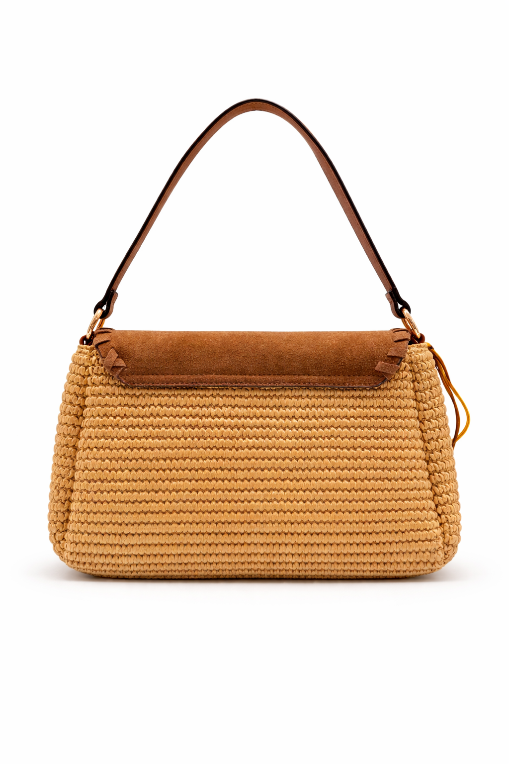 Bolso de rafia pala con pespunte