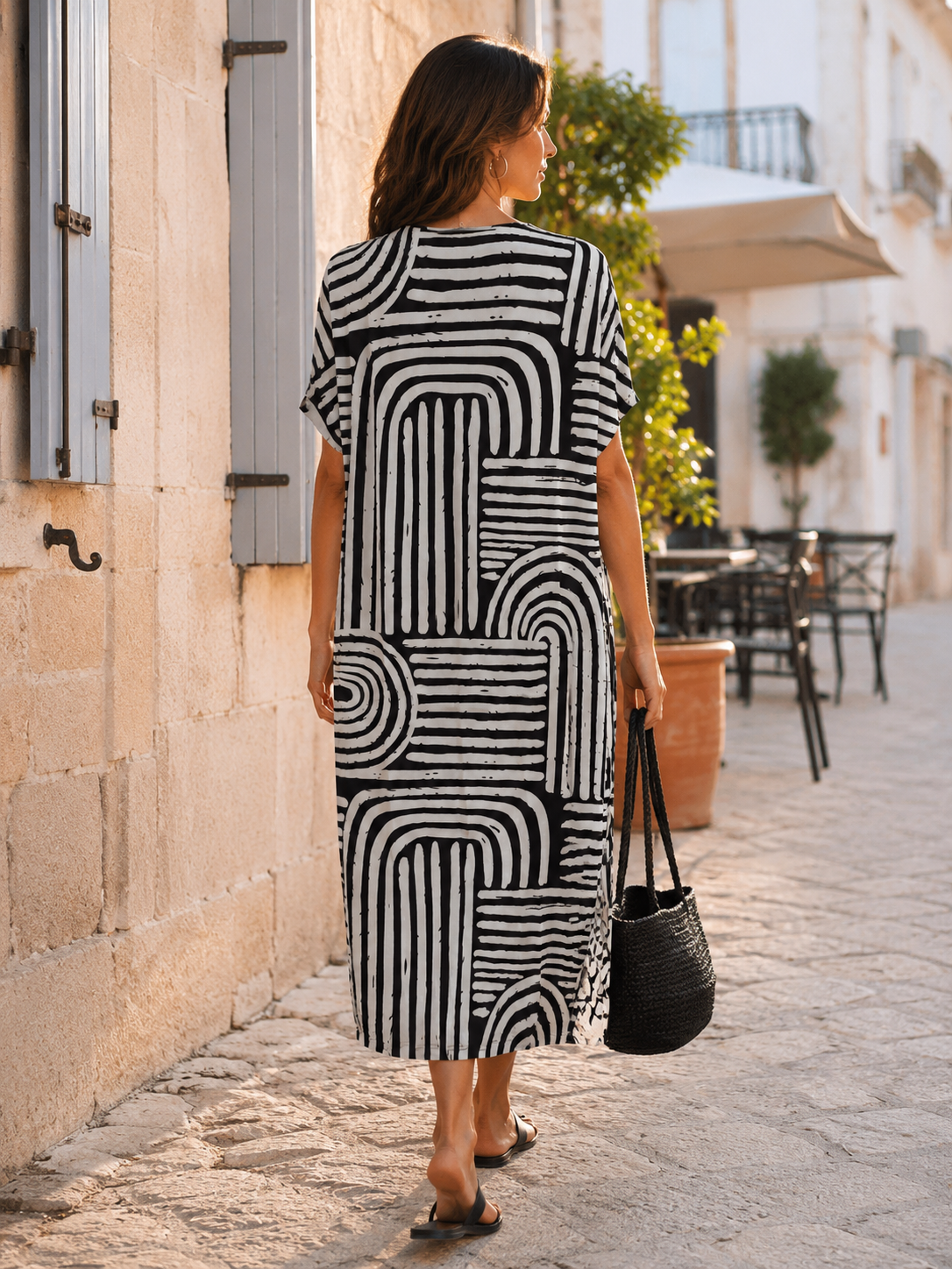 Vestido geometrico malha fria