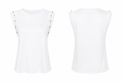 Tshirt com Perolas e Pedras