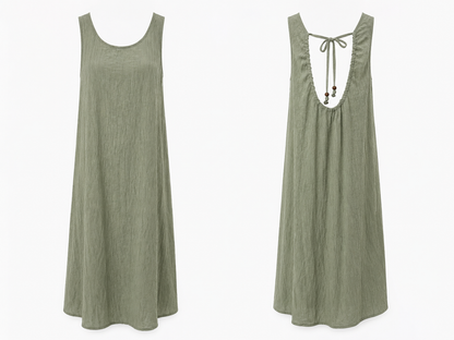 Vestido Riscado Largo Atilho Costas