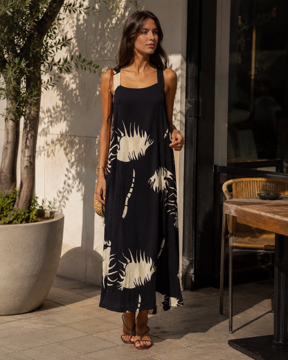 Vestido alças estampado malha fria