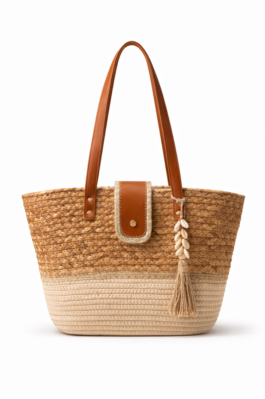 Cesta Conchas Lurex Rafia