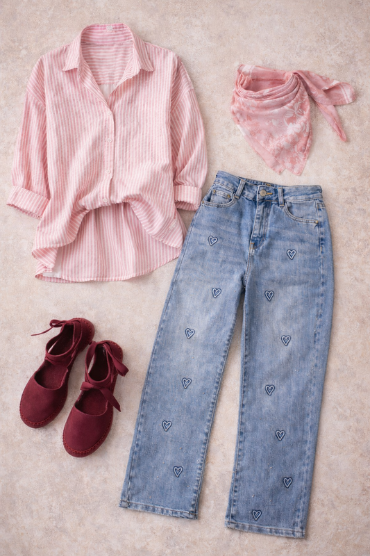 Pantalona Ganga com Brilho e Corações