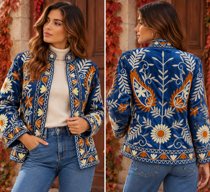 Jaqueta Veludo Bordada Hipie-chic