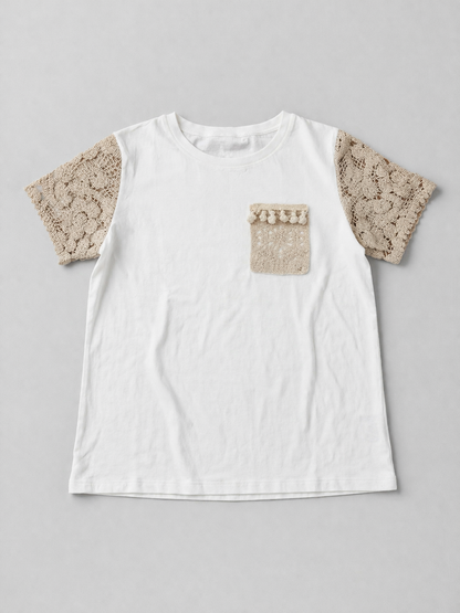 Camiseta Bolsillo y Mangas de Ganchillo