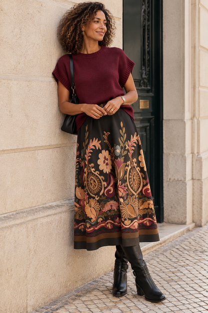 Saia Antelina Comprida Estampada