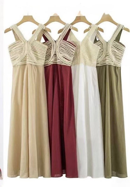 Vestido Largo con Punto Trenzado