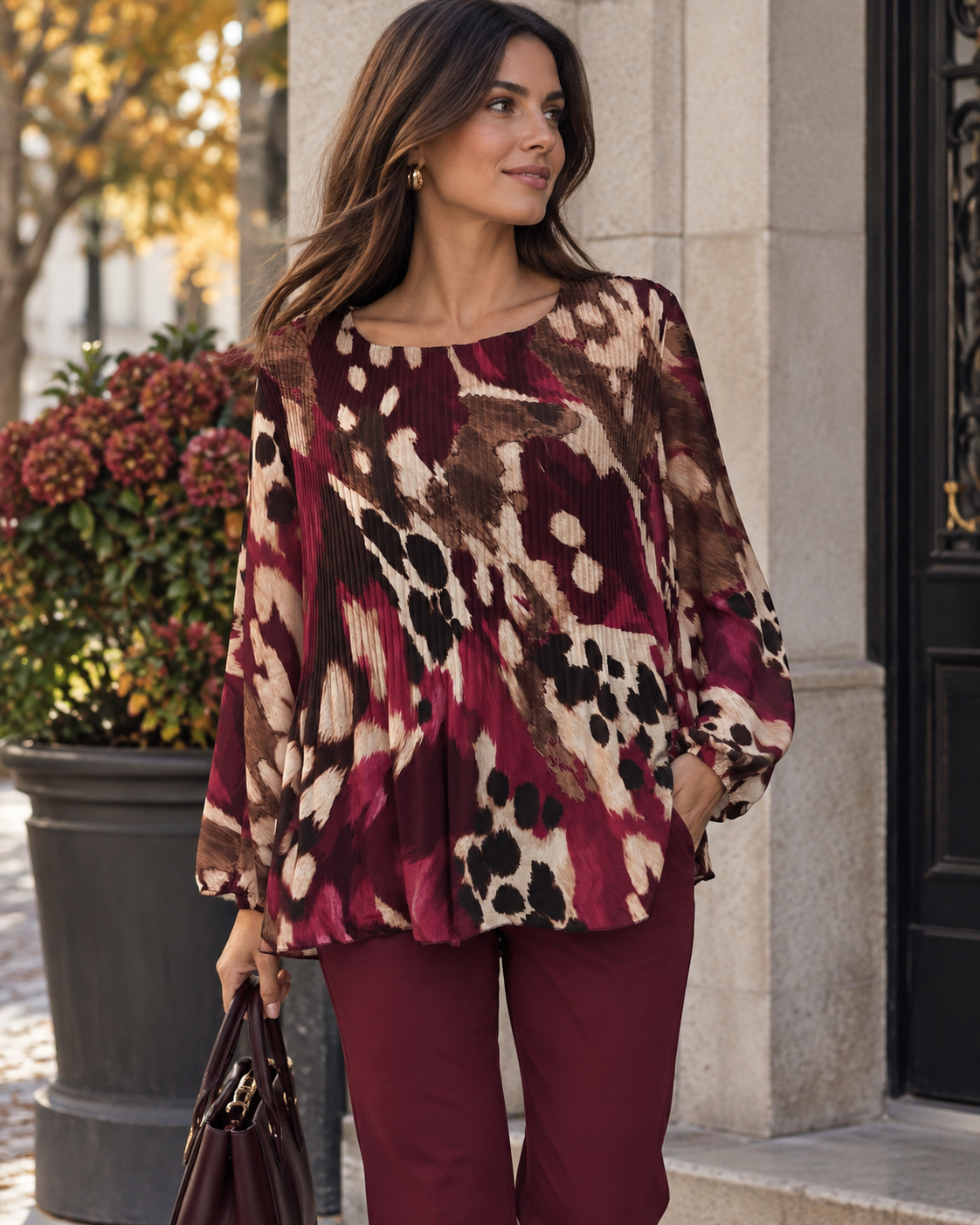 Tunica Plissada Animal Print