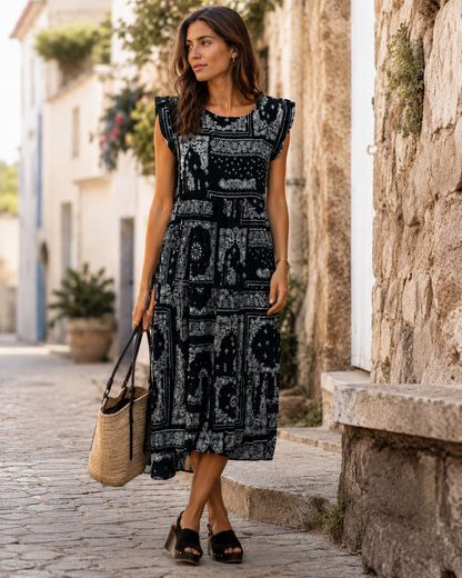 Vestido informal con estampado de pañuelo