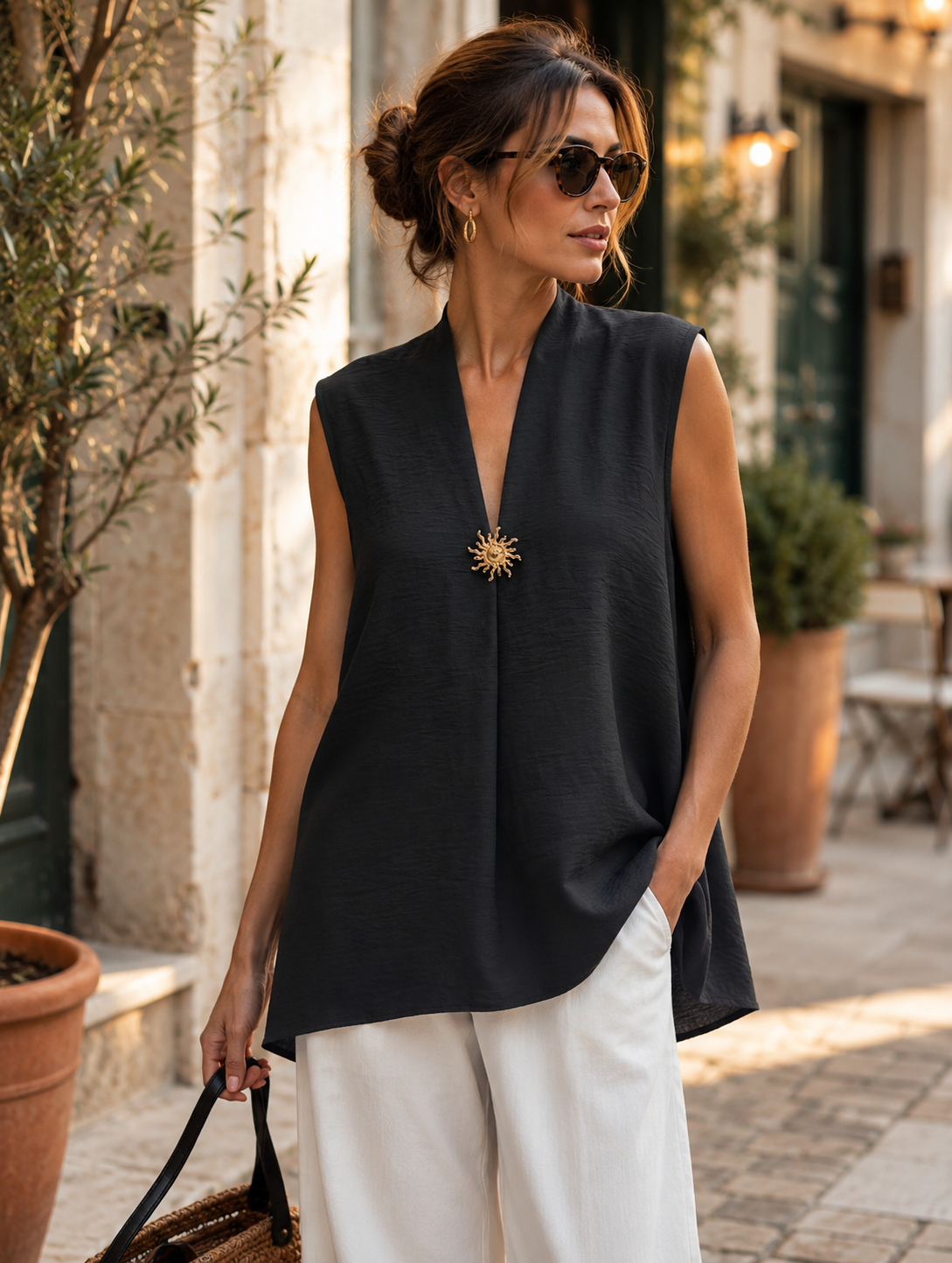 Top Sun Prega Largo Crepe