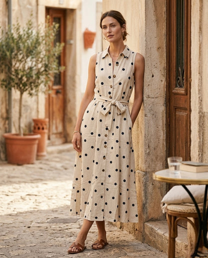 Vestido Linen Mg Cava Pintas