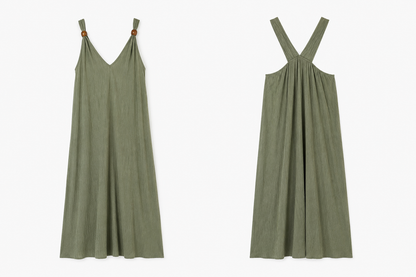 Vestido Riscado Berloque Alça