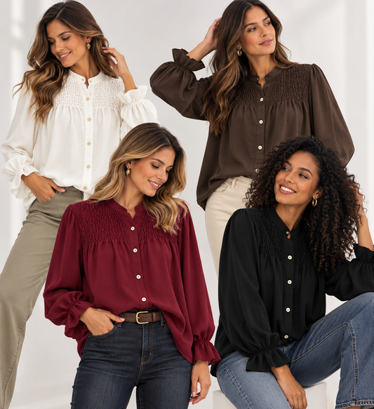 Camisa Crepe com Favo de Mel