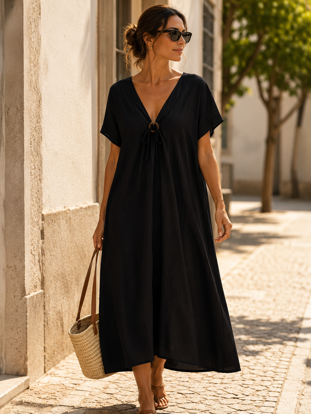 Vestido Lolla com Botão e Atilho
