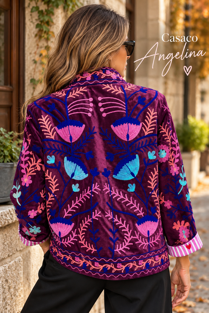 Jaqueta Veludo Bordada Hipie-chic