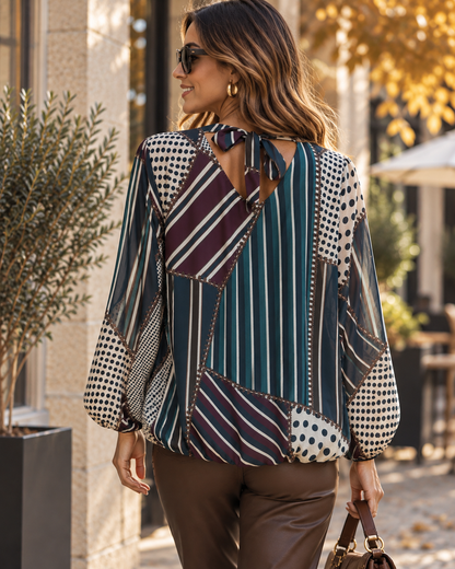 Tunica Elasticos Punho & Cós Stripe/dots