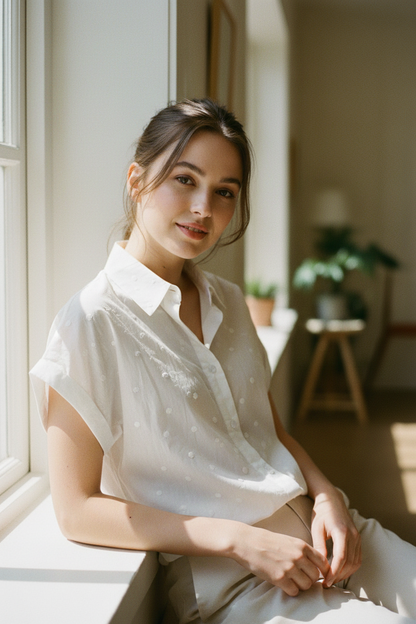Camisa Bordada com Bolas À Cor