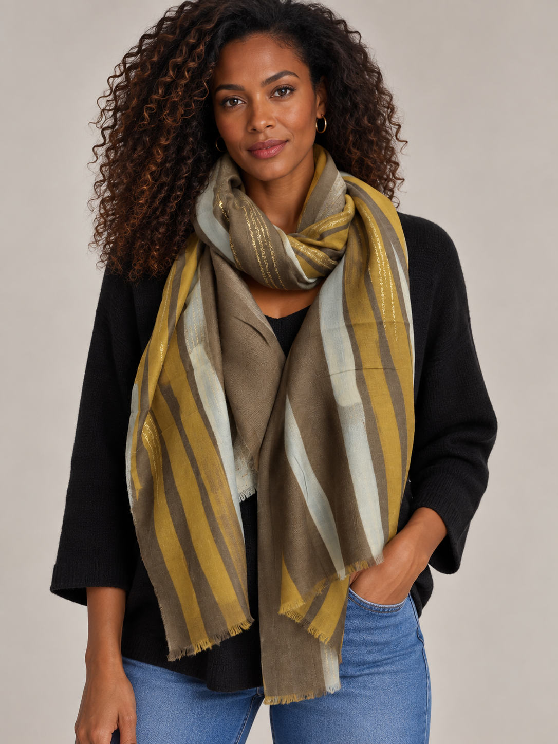 Echarpe Abstrata Pincel Gold