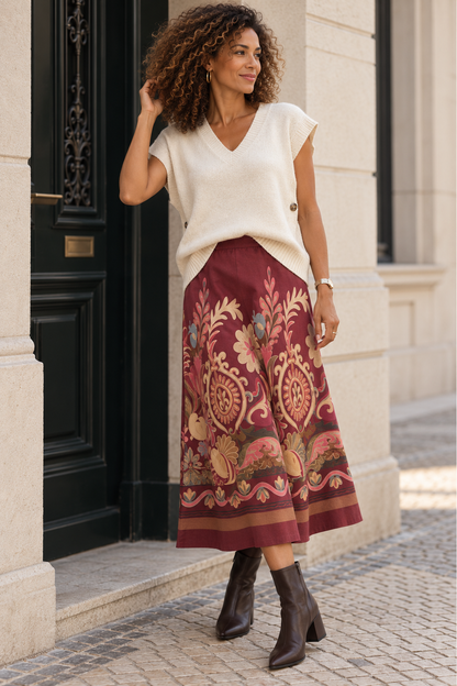 Saia Antelina Comprida Estampada