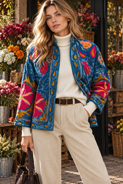 Jaqueta Veludo Bordada Hipie-chic
