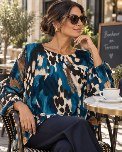 Tunica Plissada Animal Print