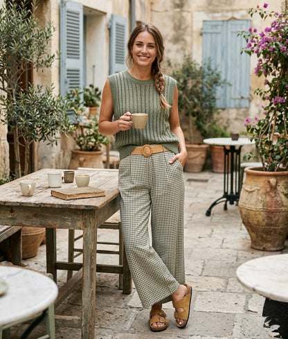Pantalón Vichy con Bolsillo