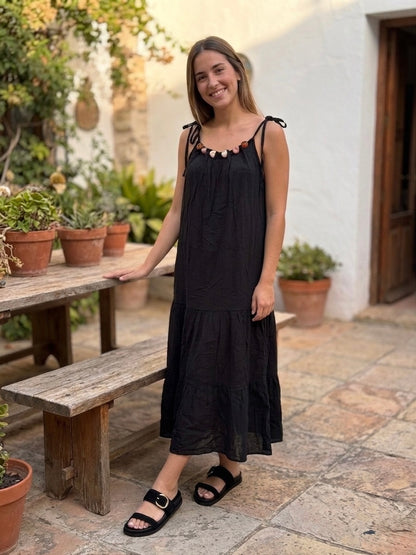 Vestido Liso Aplic Conchas