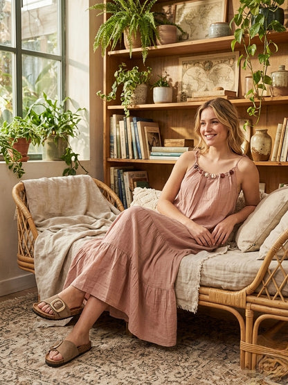 Vestido Liso Aplic Conchas